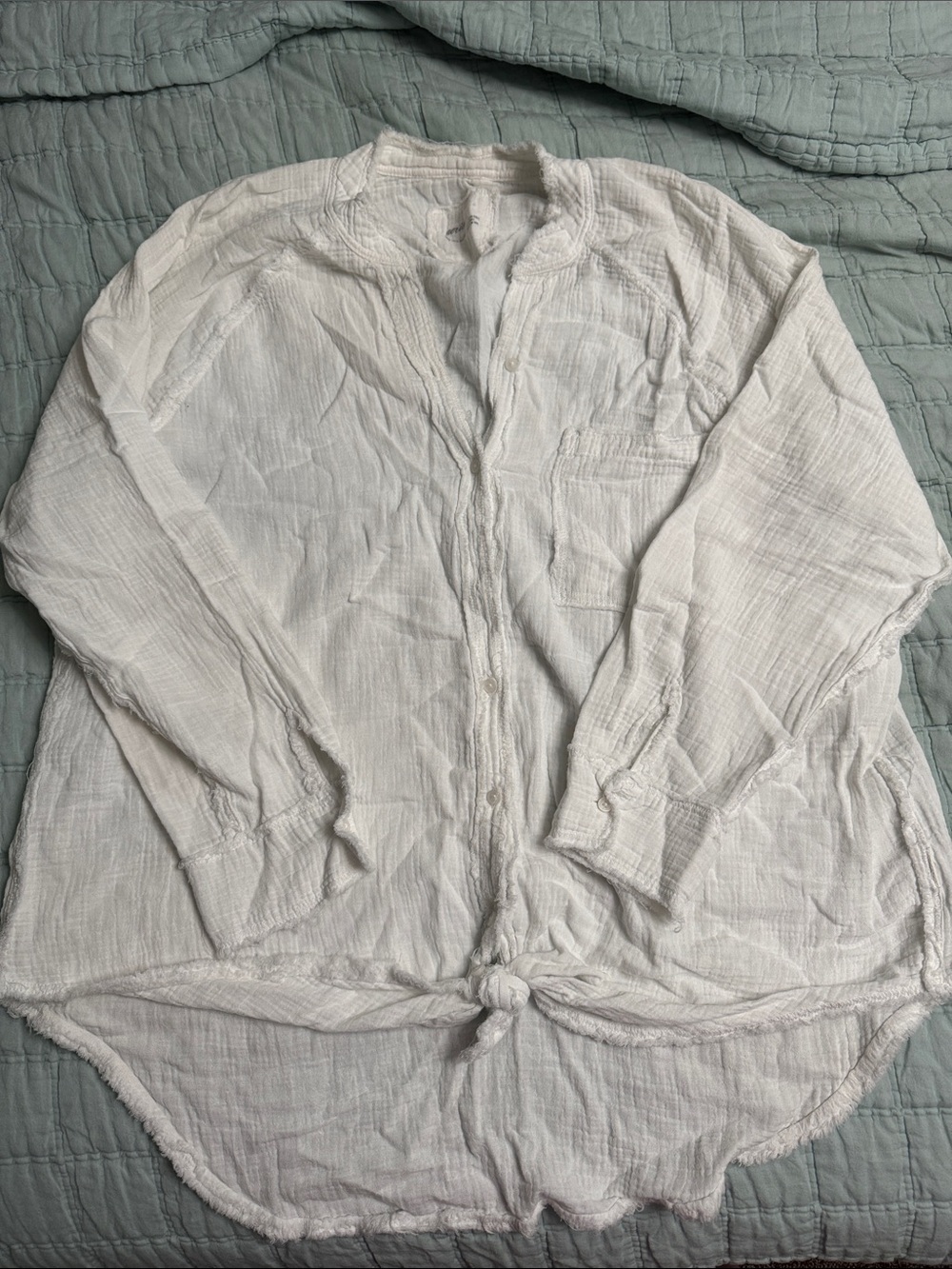 aerie White Gauze Button-Front Swim Coverup
